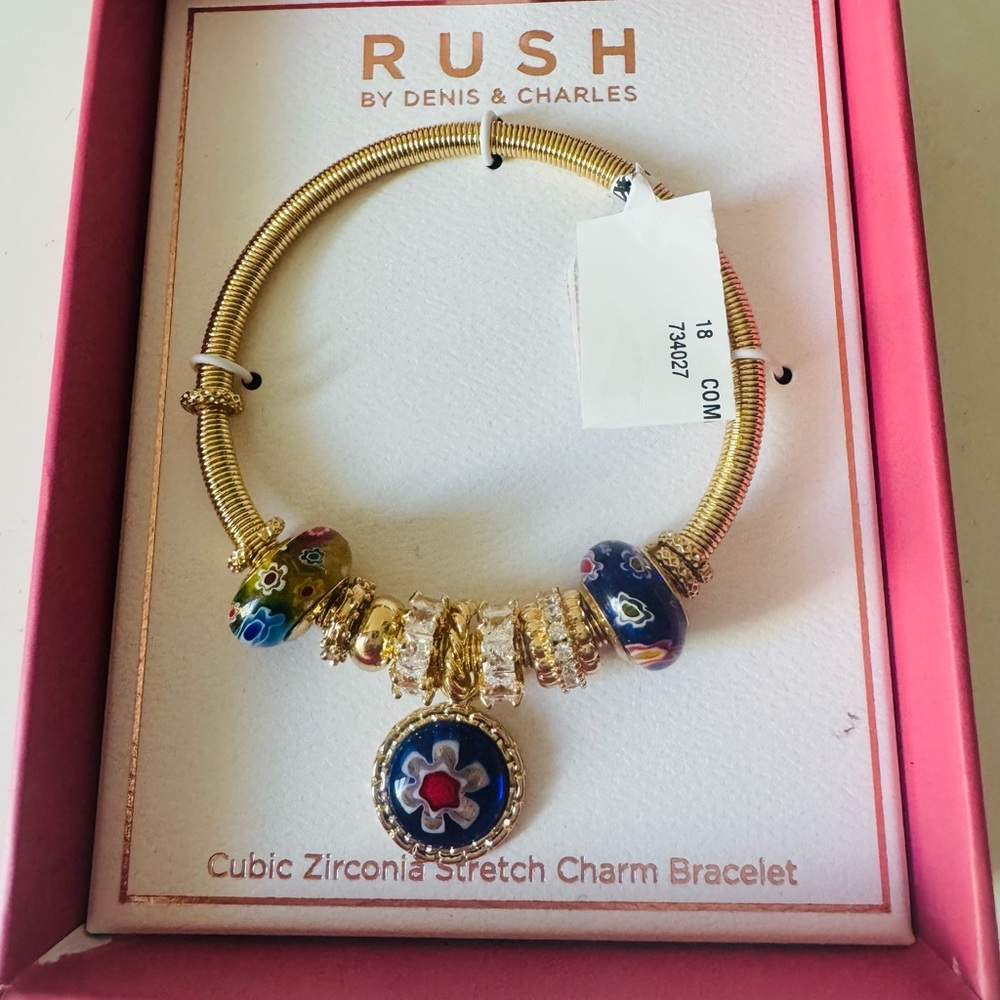 Gold and Blue Charm Bracelet